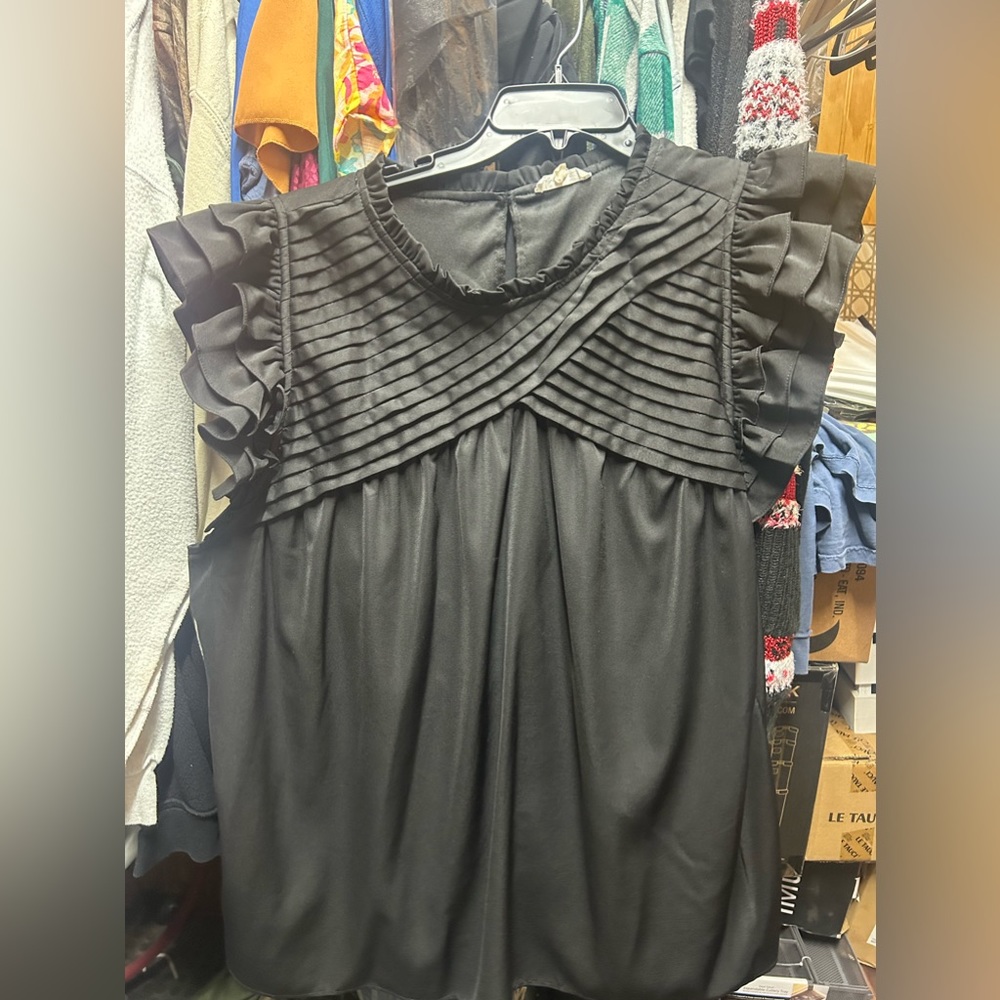 COPY - Black Ruffle Sleeve Blouse Top